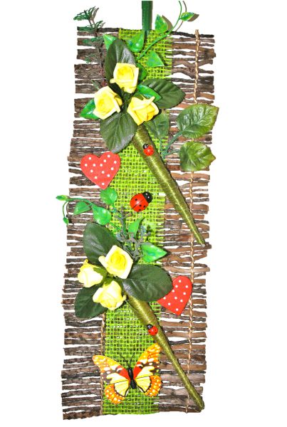Wanddekoration Wandgesteck mit gelben Rosen - Blumengesteck